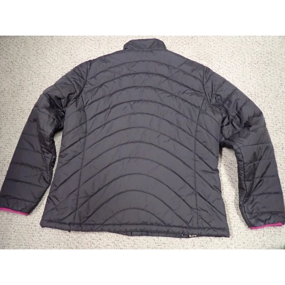 Lands' End Puffer Jacket Girls XL 18/20 Gray Pink Excellent Quilted Full Zip